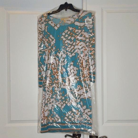 MICHAEL🌊Michael Kors Aegean Aqua Sheath Dress, size Large, 🆕 - Picture 10 of 11